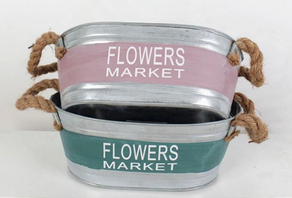 Metal Plant Pot & Artificial Flower Jug