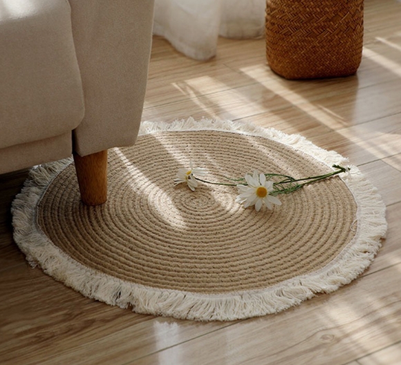 hand made cotton rope floor mats with tassels