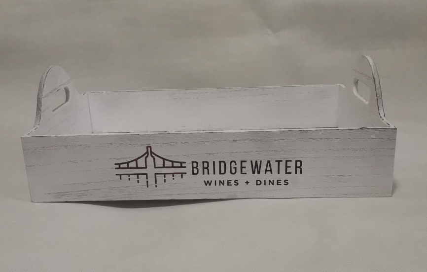 wooden tray wooden gift basket logo printed accepted